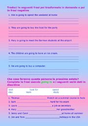 English worksheet: going to future