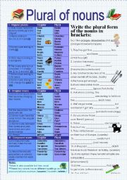 English Worksheet: Plural of nouns