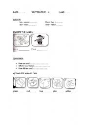 English worksheet: easy test for 3rd/4th grade