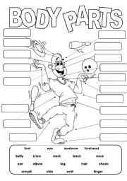 English Worksheet: Complicated body parts 2