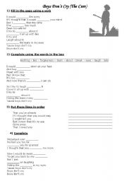 English Worksheet: Song - Boys dont cry by the Cure