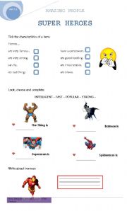 English Worksheet: Super Heroes