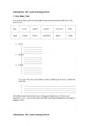 English worksheet: collocations