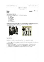 English worksheet: LISTENING SONG