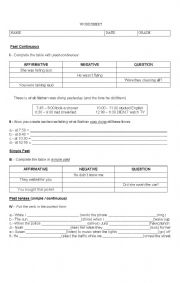 English Worksheet: past simple and continuous