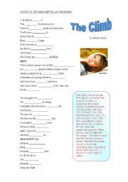 English Worksheet: The Climb _ Song Activity