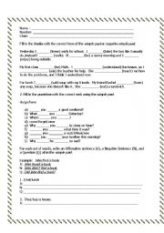 English Worksheet: simple past exercise