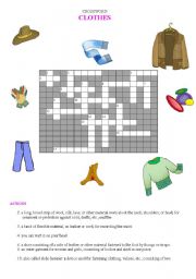 English Worksheet: Clothes- crossword
