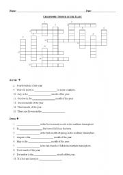 CROSSWORD - MONTHS OF THE YEAR