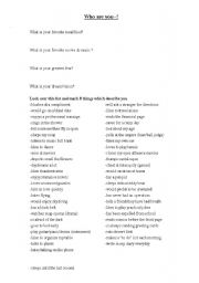 English Worksheet: I am somebody who...