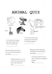 English worksheet: ANIMAL QUIZ