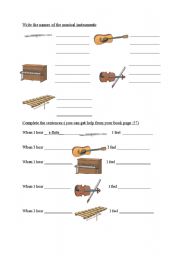 English worksheet: music