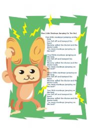 English Worksheet: Five Little Monkeys
