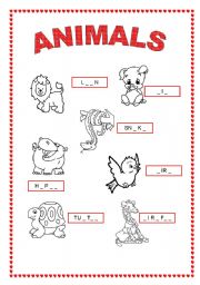 English worksheet:  ANIMALS