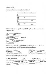 English Worksheet: BE and HAVE