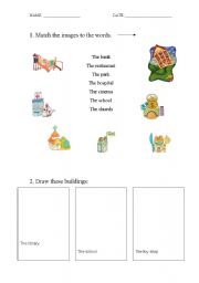 English worksheet: read, match, draw