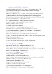 English Worksheet: conversation questions 1