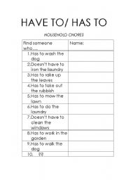 English Worksheet: have to/has to