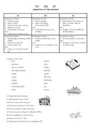 prepositions of time and place - in, on, at