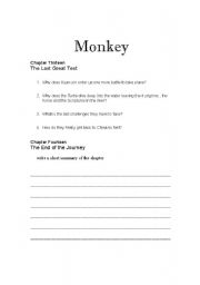 English worksheet: Monkey: Journey to the West Chapters 13 and 14