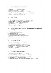 English Worksheet: Some/any/a/an