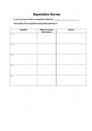 English worksheet: Superlative Survey