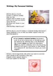 English worksheet: My personal holiday