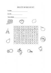 English worksheet: Fruits