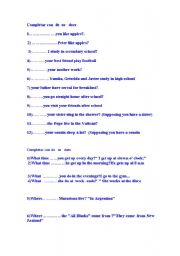 English Worksheet: complete with the auxiliary Do and Does