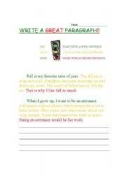English Worksheet: Write a great paragraph