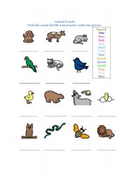 English worksheet: Animal Sounds