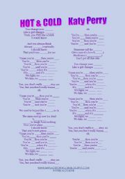 English Worksheet: SONG: HOT AND COLD BY KATY PERRY