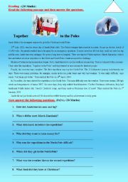 English worksheet: Reading : TOGETHER TO THE POLES