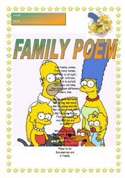 English Worksheet: Family poem