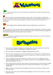 English Worksheet: Volcanoes and Earthquakes