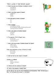 English Worksheet: IRELAND quiz