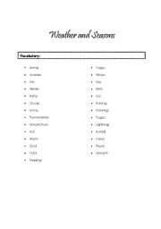 English worksheet: Weather and Seasons