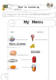 English worksheet: food menu