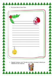 English Worksheet: Christmas: Write a letter to Santa Claus