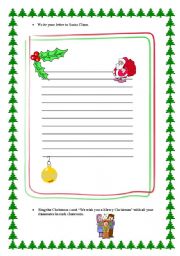 English worksheet: Christmas: Write a letter to Santa Claus