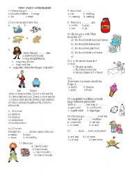 English Worksheet: TEST FOR 6th GRADES PART 1