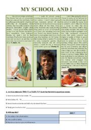 English Worksheet: My school and I