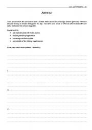 English worksheet: Exam samples - Writing 5