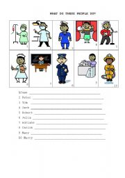 English worksheet: JOBS AND ARTICLES A/AN