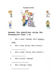 English worksheet: FAMILY - POSSESSIVE CASE I