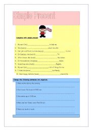 English worksheet: simple present