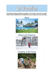 English worksheet: On Vacation