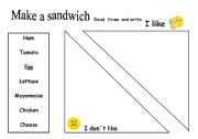 English Worksheet: My favourite sandwich