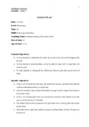 English Worksheet: past tense lesson plan