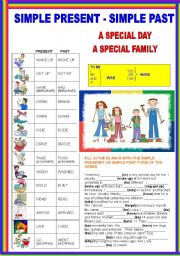 English Worksheet: SIMPLE PRESENT - SIMPLE PAST - part 1 of 2